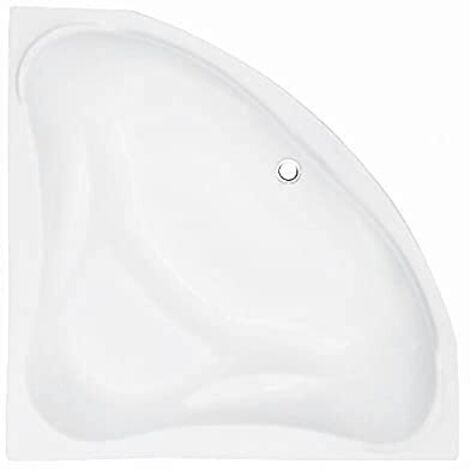 ECOLAM Baignoire d'angle acrylique Ewa 134x134cm, pieds, siphon, silicone. Belle forme Aspect moderne. Baignoire acrylique blanc