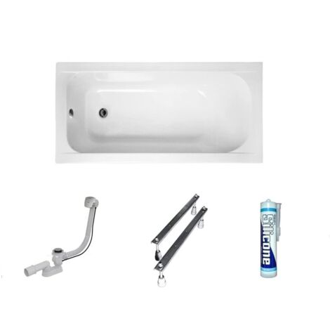 ECOLAM Baignoire rectangle acrylique Continea 140x70 cm pieds, siphon et silicone gratuit