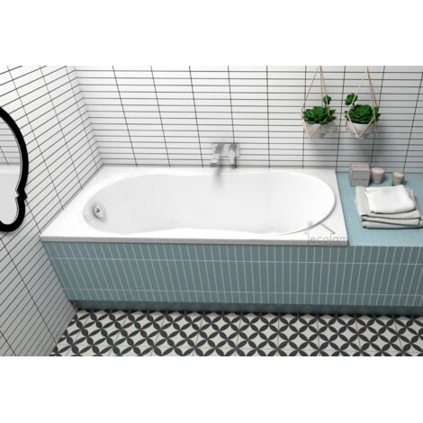 ECOLAM Baignoire rectangle acrylique Gracja Polimat 120x75 cm pieds, siphon et silicone, Baignoire en acrylique blanc