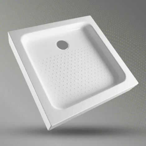 ECOLAM Duschwanne Tim 90x90 x15 cm mit Antirutsch Strukturboden Tiefe 5 cm Viereck Quadrat Schürze an 4 Seiten weiß Acryl Füße