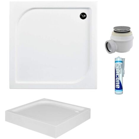 ECOLAM Receveur de douche carré Oskar 80x80 cm  Hauteur: 16 cm  Profondeur: 4 cm  siphon + silicone  Receveur de douche acrylique blanc