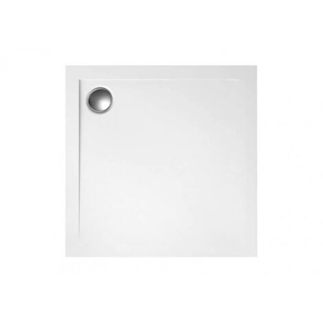 ECOLAM Receveur de douche carré plat Geos Polimat 100x100 cm Hauteur:4,5 cm, Profondeur: 1,5 cm + siphon. Receveur de douche blanc acrylique