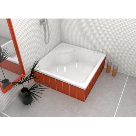 ECOLAM Receveur de douche profond Carré Doris 80x80 cm hauteur: 41 cm profondeur: 28 cm  pieds et siphon Click Clack incl  Receveur de douche acrylique blanc