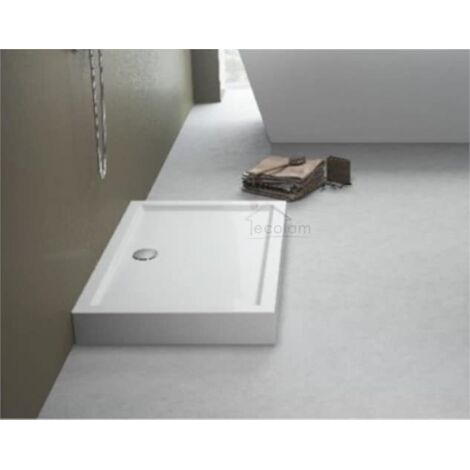 ECOLAM Receveur de douche rectangle Goliat 120x80 cm Hauteur: 14 cm, Profondeur: 3 cm, siphon + silicone. Receveur de douche en acrylique blanc