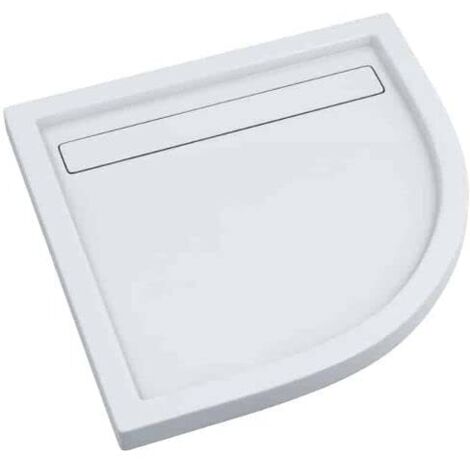 ECOLAM Receveur de douche Semi-circulaire Camparo 90x90 cm Hauteur: 6,5 cm, Profondeur: 3 cm R55, avec plaque de recouvrement, siphon + silicone
