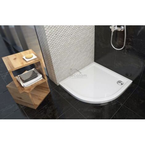 ECOLAM Receveur de douche Semi-circulaire plat Corrina 80x80 cm Hauteur:5 cm, Profondeur: 3 cm, R55 + siphon. Receveur de douche acrylique blanc