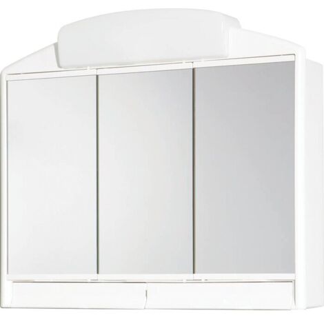 Ecolands – Armoire de toilette blanche L590mm x H510mm x P160mm – 3 portes miroir – Éclairage intégré – Installation murale rapide