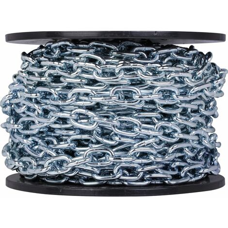 Ecolands – Chaîne soudée droite maille courte 25m – Acier zingué – Charge max 165kg – Idéale pour suspension d'objets lourds