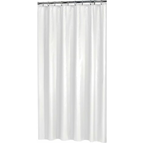 Ecolands – Rideau de douche en PVC blanc 120 x 200 cm – Sans anneaux – Passage d'œillet thermo-soudé pour installation facile