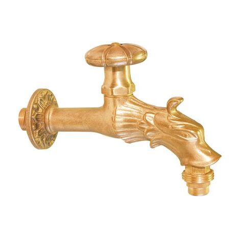 Ecolands – Robinet tête de gargouille en laiton poli – Raccord fileté 1/2'' – Saillie 170 mm – Rosace murale incluse pour installation facile