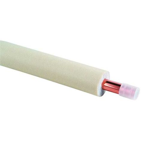 Ecolands – Tube cuivre pré-isolé M1 25 mètres – Cuivre recuit CU-DHP – Épaisseur 0.8 mm – Revêtement gaufré beige – Compatible R408/R410