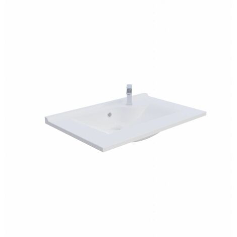 Ecolands – Vasque à poser rectangulaire 70 cm – Résine de synthèse gel coat blanc – Dosseret 1,5 cm pour prévention infiltrations – Installation facile
