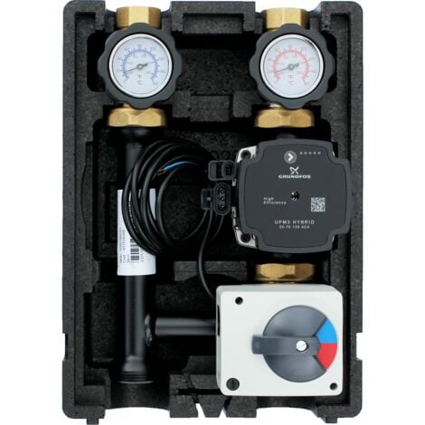 ENVIRON EcoMix ENT001 Heizkreispumpengruppe mit Drei-Wege-Mischer, Elodrive ST06 Stellmotor und Grundfos UPM3 Hybrid 25/7 Hocheffizienzpumpe