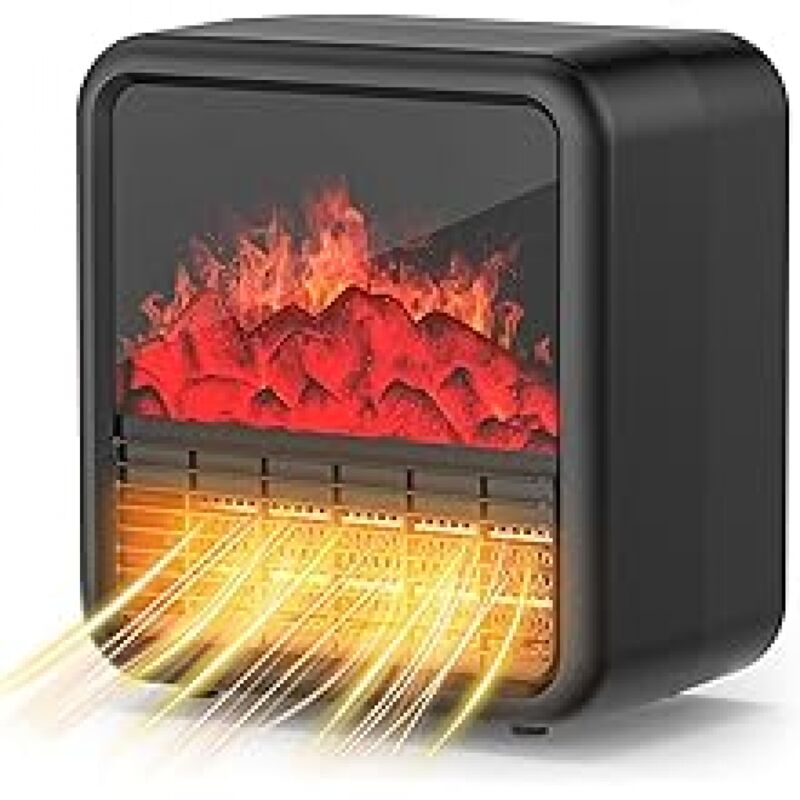 Aiperq Petit radiateur d'appoint portable pour une utilisation, mini radiateur de cheminée électrique avec thermostat, chauffage en céramique ptc