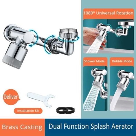 ECONOMISEUR D\'EAU,dual mode silver--Prolongateur De Robinet Universel 1080 °, Extension De Robinet De Lavabo, Filtre D\'éclaboussure,