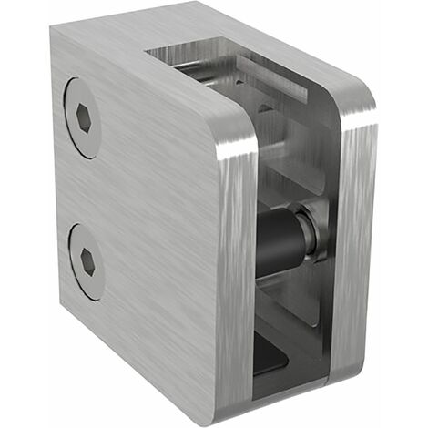 ECONOMY Glasklemmbeschlag Mod.23 für Vierkantrohr,eckig,Edelstahl geschliffenV2A