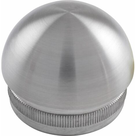 ECONOMY Rändelkappe halbrund hohl, Rohr ø 42,4 x 2 mm,Edelstahl geschliffen V2A
