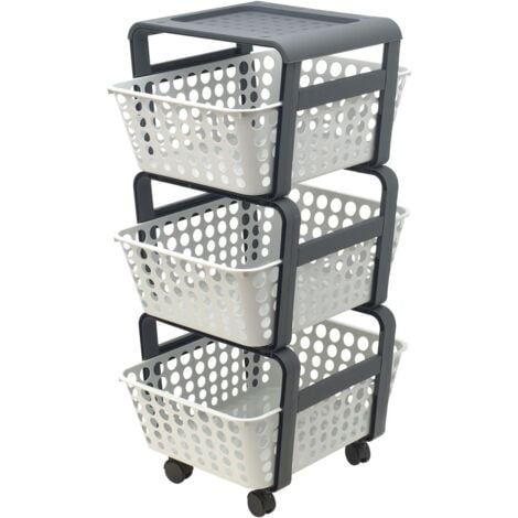 Ecoplast  Carrello con Ruote Portatutto Modula, Carrello Portaoggetti Bianco