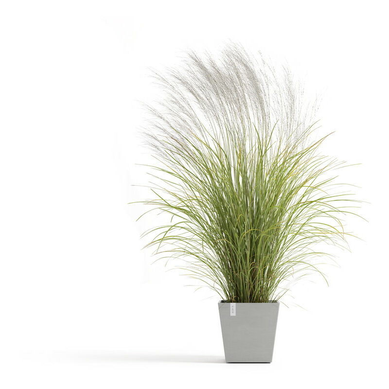 Pot Carré Rotterdam 35 Blanc Gris + réservoir d'eau - 35,2 x 35,2 x h. 34 cm - 30 l - Ecopots