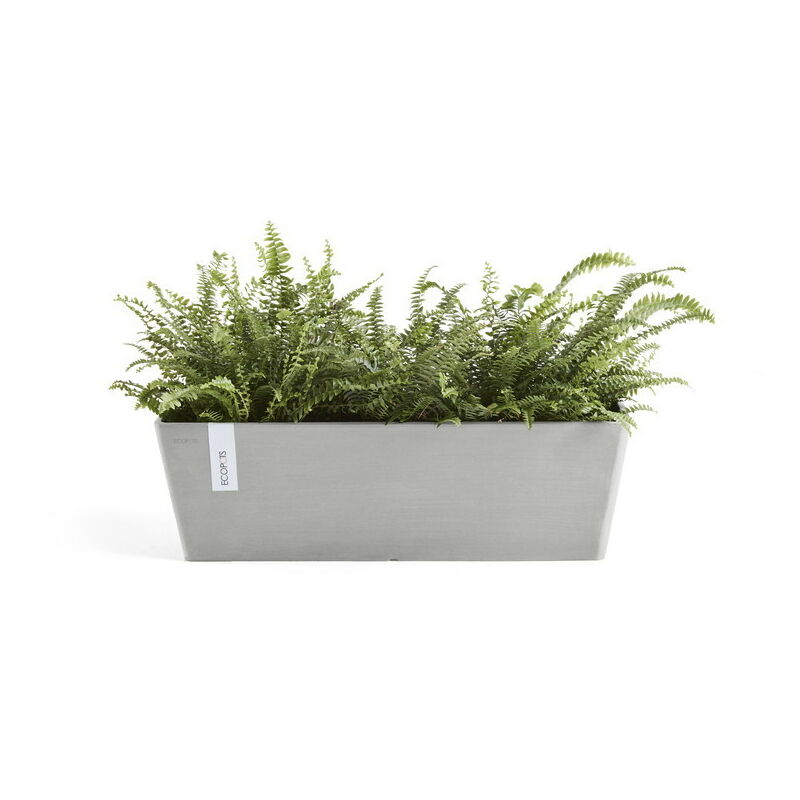 Pot Rectangulaire Bruges 65 New Blanc Gris - 65 x 17 x h. 17 cm - 13,5 l - Ecopots