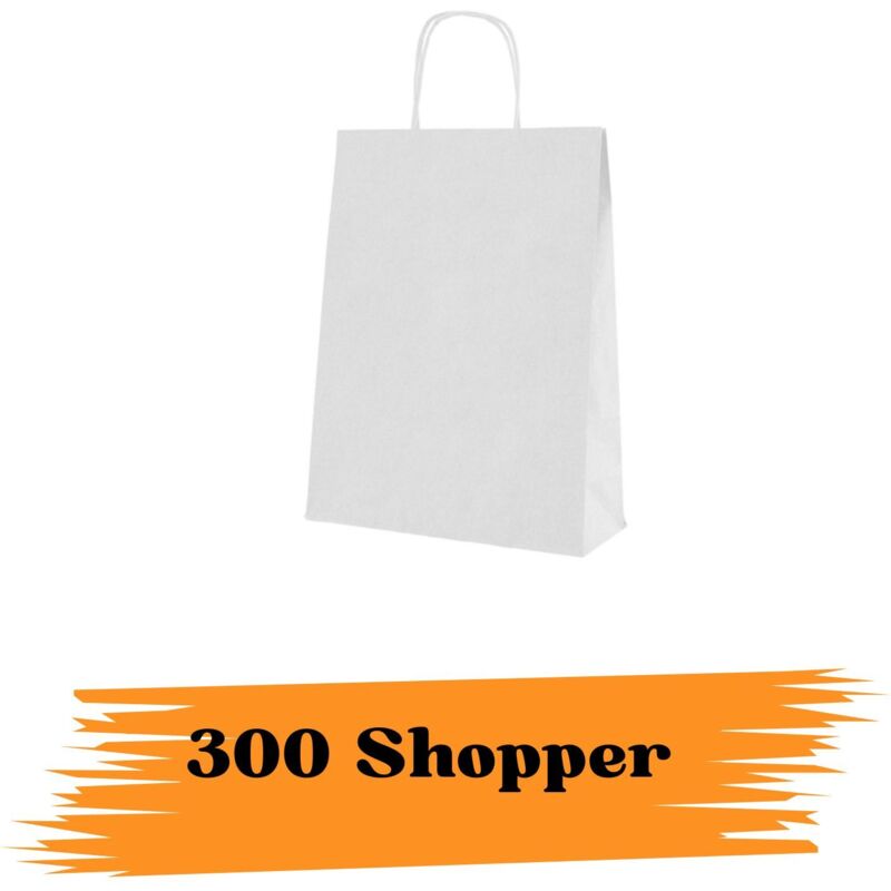 EcoPrice Buste Shopper Carta Manici 36x12x41cm White 300pz