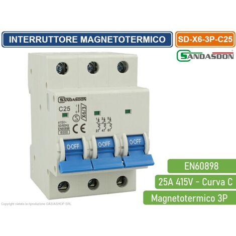 EcoPrice Inter. Magnetotermico 3 Din C 25A SD-X6-3P-C25