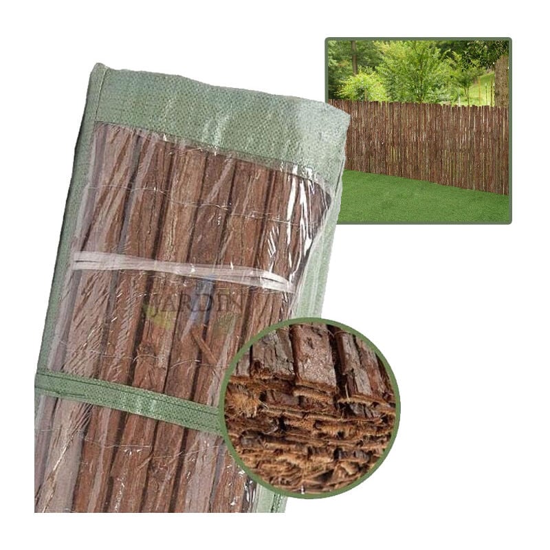 Suinga - Clôture en Écorce 100x300cm double, Bordure Jardin Panneau de Clôture de Jardin. Occultation, ombrage et délimitation de jardin
