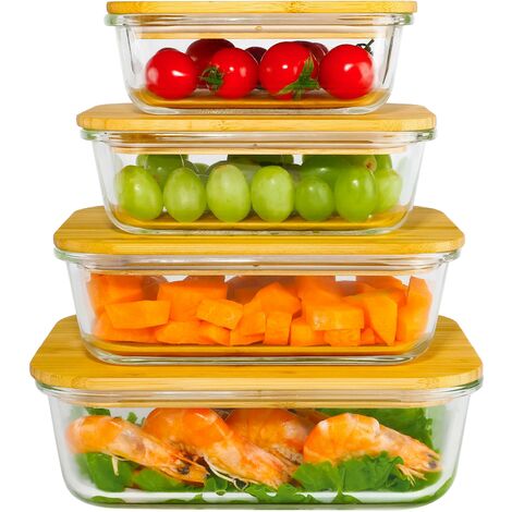 Ecosa 4-Teiliges Frischhaltedosenset Aufbewahrungsboxen Glasbehälter