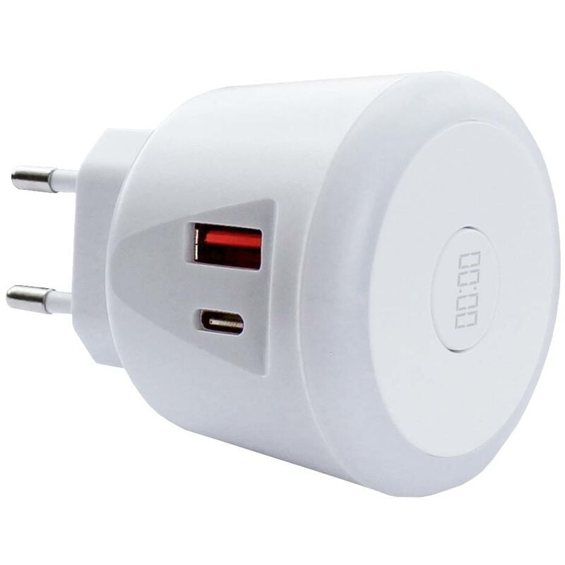 EcoSavers USB Timer Charger Chargeur USB 20 W 1x USB-A, 1x USB-C® intérieure V107203