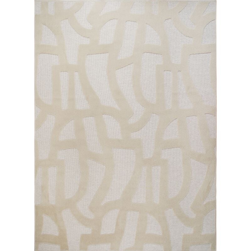 Thedecofactory - ecossa - Tapis graphique motifs en relief écru 160x230
