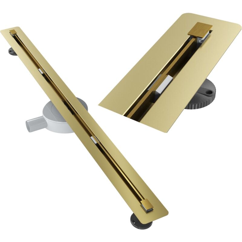 Ecoulement de douche sous carrelage 100 cm siphon de douche en acier inoxydable luno gold 85031095