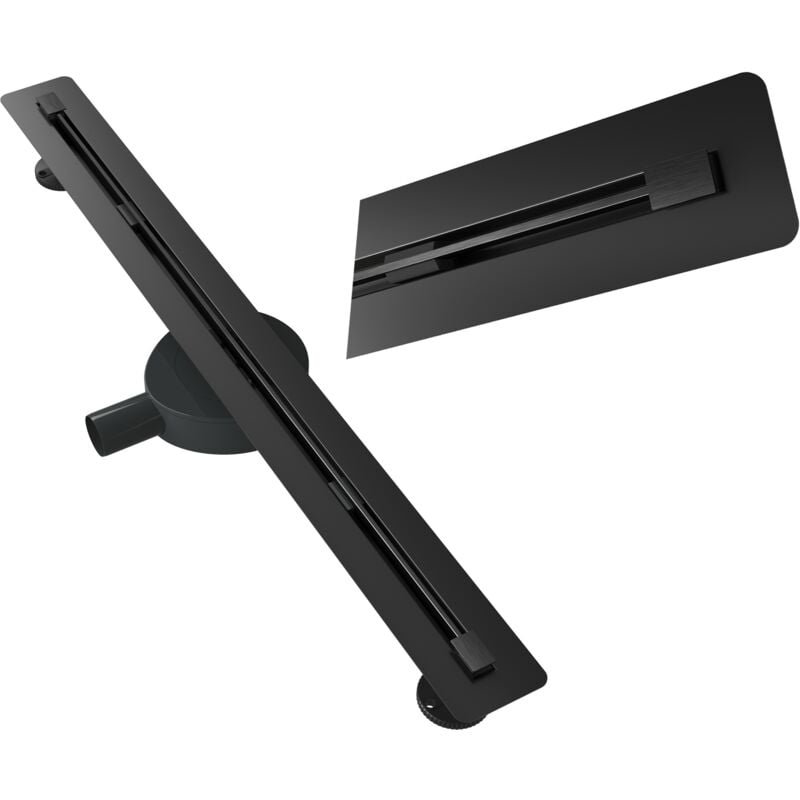 Ecoulement de douche sous carrelage 70 cm siphon de douche en acier luno noir 85112528
