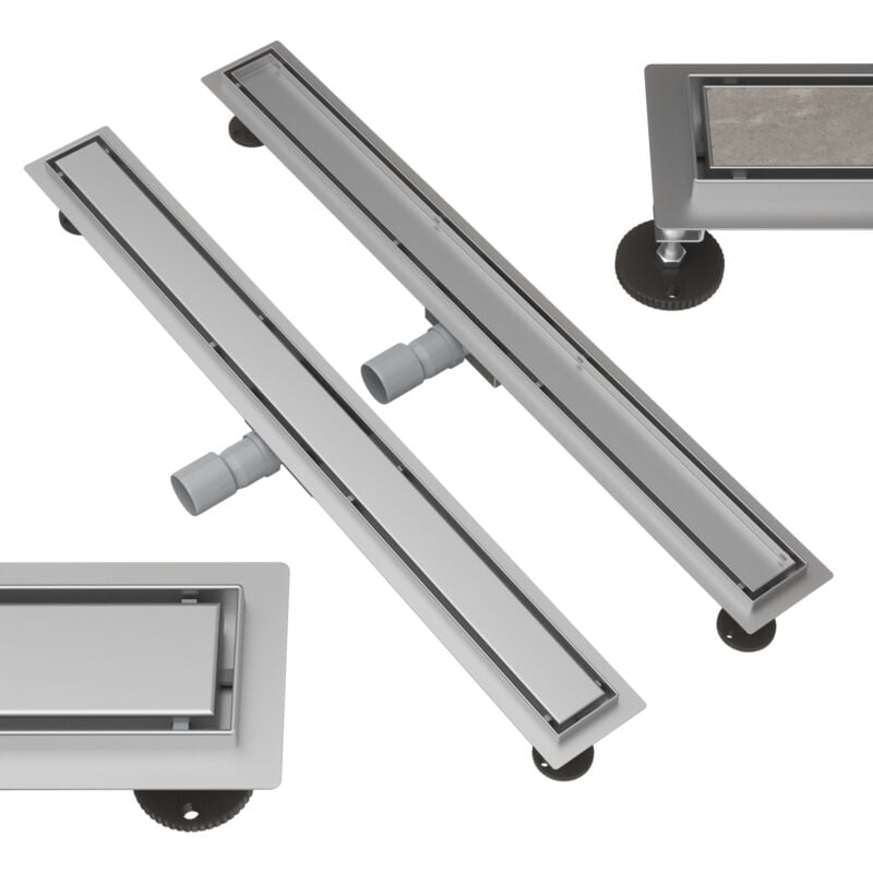 Coulement de douche sous carrelage 90 cm acier 2en1 siphon de douche receveur de douche entero