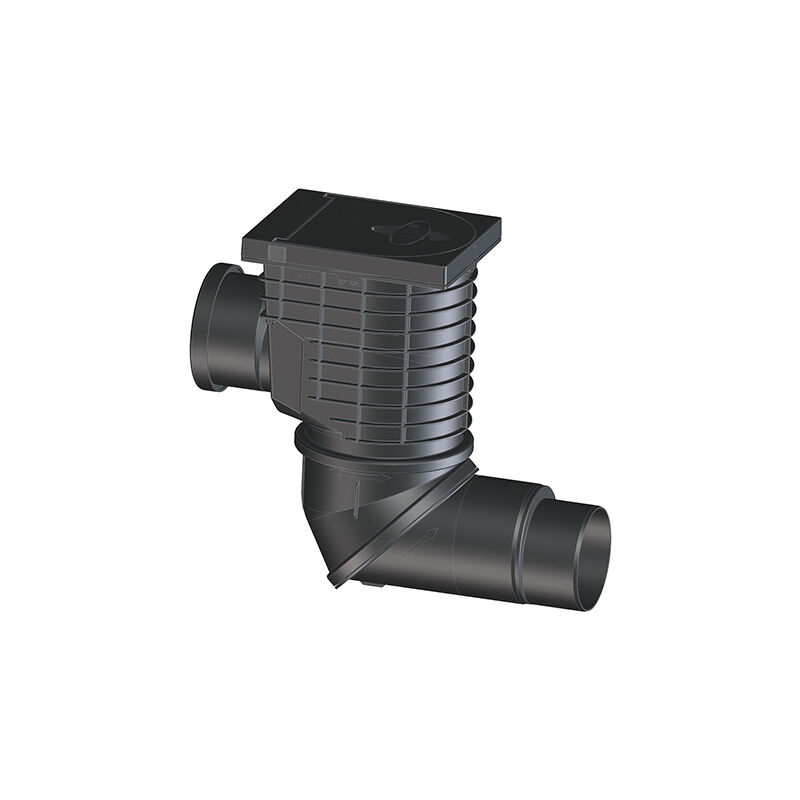 Ecoulement de gouttière avec entrée DN110 et sortie DN110/125, joint à rotule, collecteur de feuilles, résistant au gel avec cla