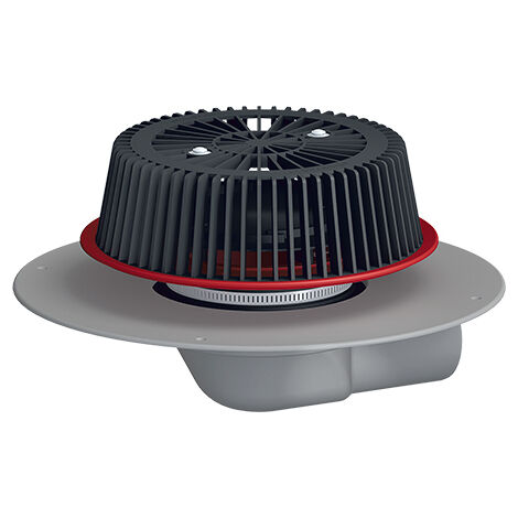 Ecoulement de toit "PowerSafe" DN75 horizontal, avec collier en PVC, réglable en hauteur