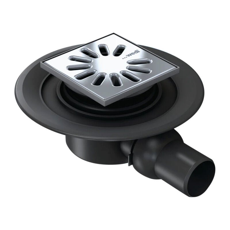 Wedi - Vidage Fundo écoulement 1 point horizontal grille inox carrée DN50 077000011