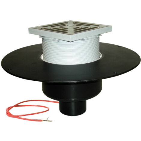 Ecoulement vertical DN125 avec collier en PP, chauffé (10-30W/230V). Marche - 148x148mm/137x137mm