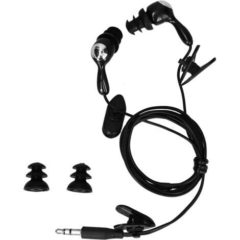 Écouteurs à conduction osseuse étanches 3,5 mm avec embouts remplaçables pour natation, course et surf - Noir