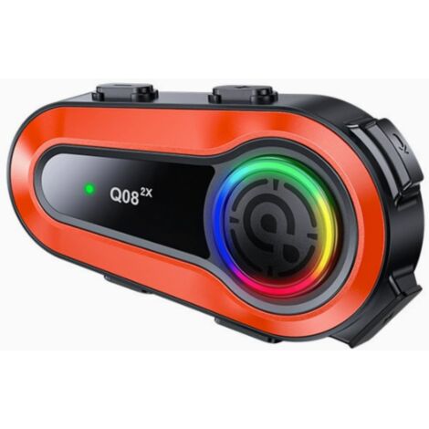 Écouteurs Bluetooth 5.0 pour casque de moto, intercom bidirectionnel 1000 m, étanchéité IPX6, son clair, longue autonomie, rouge