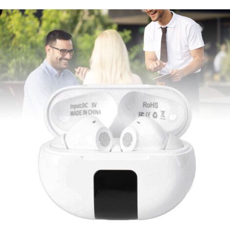 Ecouteurs Bluetooth de Traduction Multilingue avec App - Support 144 Langues, Traduction Instantanée, Réduction du Bruit, pour Voyage et Affaires - Blanc