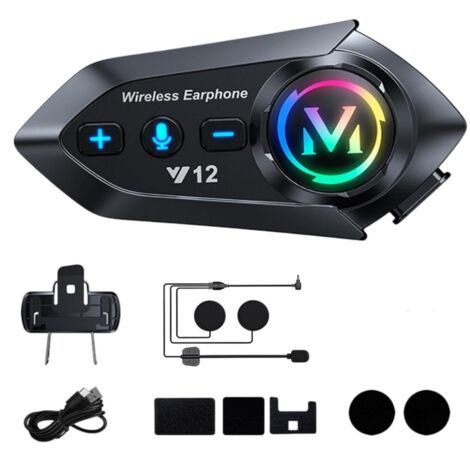 Écouteurs Bluetooth haut de gamme Y12 pour casque, batterie 500 mAh, autonomie de 13 h en lecture musicale, étanches IPX6, Bluetooth 5.4, compatible FM.