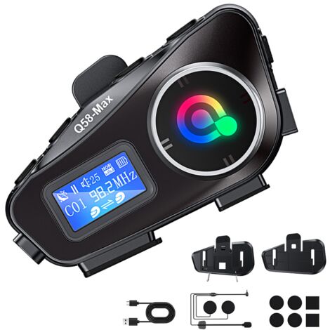 Écouteurs moto intercom 2 personnes, portée 500 m, haut-parleurs 40 mm, partage musique, CVC HD