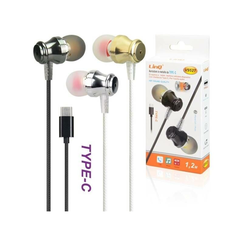 Ecouteurs Stereo Metal Avec Micro Fil 1.2m Smartphone Mp3 Type-c V9527