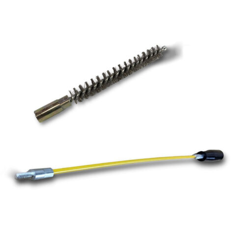 Ecouvillon ACIER Condenseur  Lot de 10 avec 1 tringle flexible 48 cm  Ø 10 mm  Raccord laiton taraudé M6 femelle  Torsade acier galvanisé  Brosse nettoyage   Kibros 4TCA10Tx10