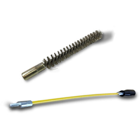 Ecouvillon ACIER Condenseur  Lot de 10 avec 1 tringle flexible 48 cm  Ø 12 mm  Raccord laiton taraudé M6 femelle  Torsade acier galvanisé  Brosse nettoyage  Kibros 4TCA12Tx10