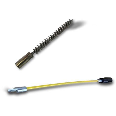 Ecouvillon ACIER Condenseur  Lot de 10 avec 1 tringle flexible 48 cm  Ø 8 mm  Raccord laiton taraudé M6 femelle  Torsade acier galvanisé  Brosse paroi tube alésage  Kibros 4TCA8Tx10