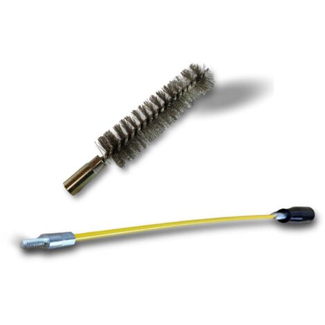 Ecouvillon INOX Condenseur  Lot de 10 avec 1 tringle flexible 48 cm  Ø 20 mm  Raccord laiton taraudé M6 femelle  Torsade en acier galvanisé  Brosse nettoyage  Kibros 4TCI20Tx10