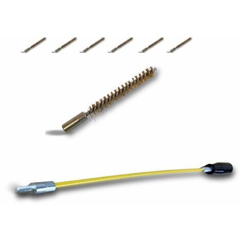 Ecouvillon LAITON Condenseur  Lot de 6 avec 1 tringle flexible 48 cm  Ø 10 mm  Raccord laiton taraudé M6 femelle  Torsade en acier galvanisé  Brosse nettoyage  Kibros 4TCL10Tx6