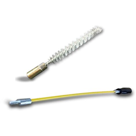 Ecouvillon NYLON Condenseur  Lot de 10 avec 1 tringle flexible 48 cm  Ø 10 mm  Raccord laiton taraudé M6 femelle  Torsade en acier galvanisé  Brosse nettoyage  Kibros 4TCN10Tx10