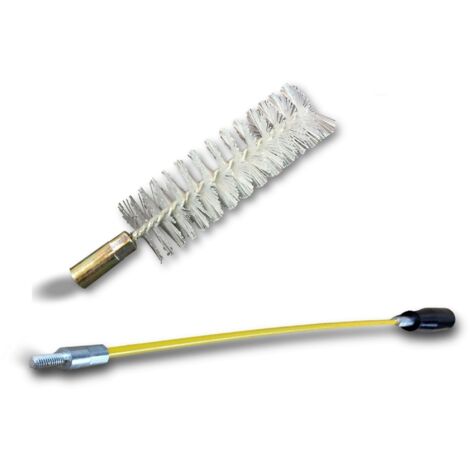 Ecouvillon NYLON Condenseur  Lot de 10 avec 1 tringle flexible 48 cm  Ø 30 mm  Raccord laiton taraudé M6 femelle  Torsade en acier galvanisé  Brosse nettoyage  Kibros 4TCN30Tx10